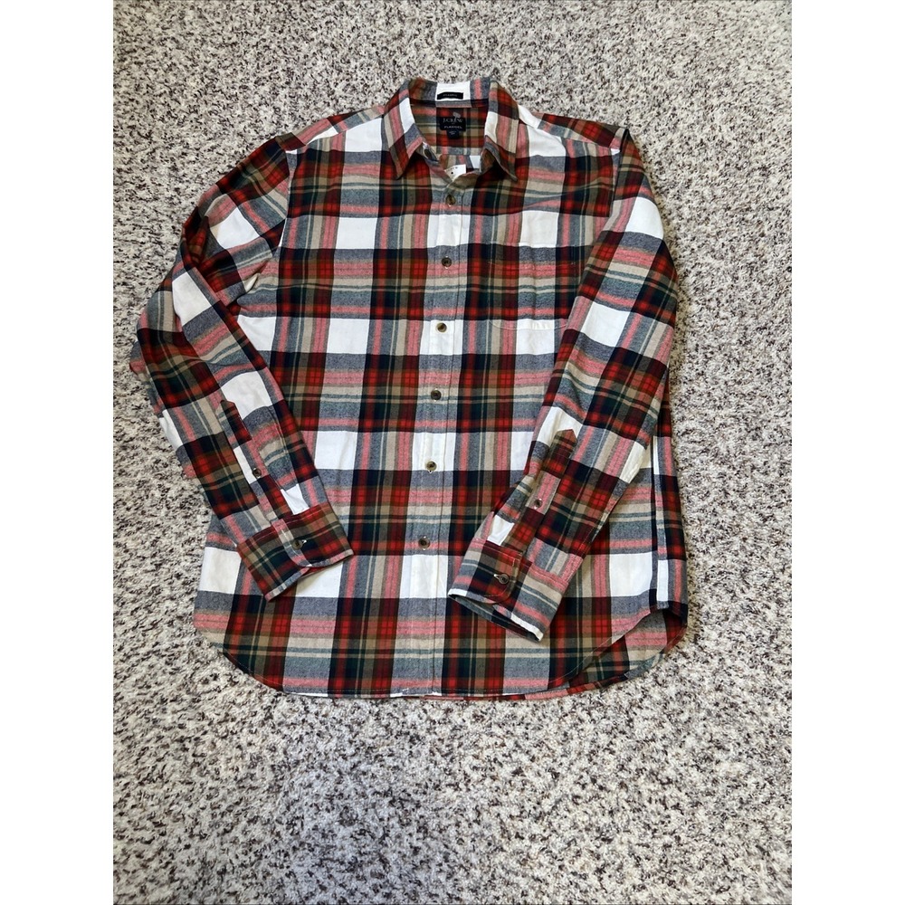 J.Crew Mens $118 Midweight flannel workshirt in regenerative cotton Size M Plaid